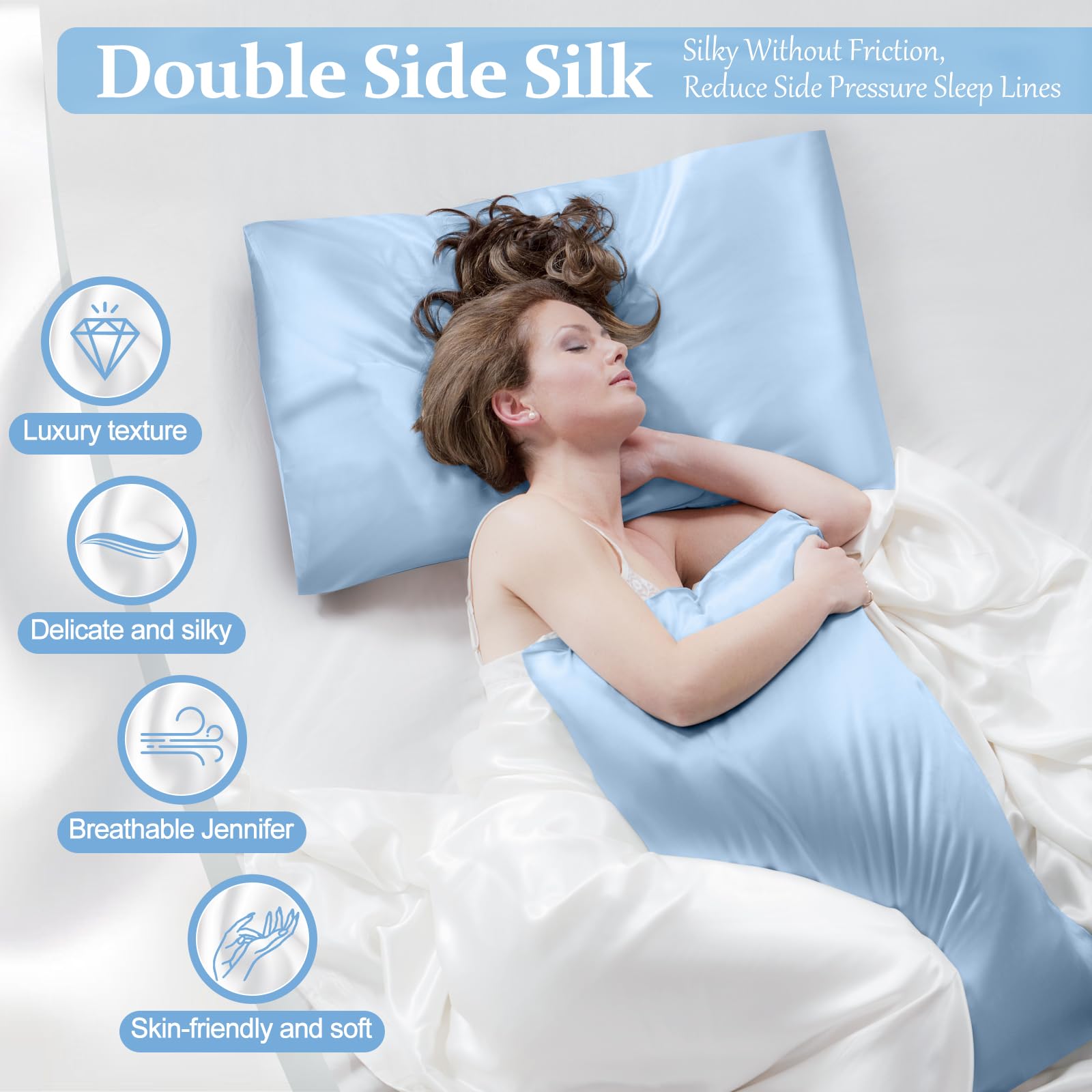 2 Pack 100% Pure Silk Pillowcase for Hair and Skin, Both Sides Mulberry Silk Pillowcases with Hidden Zipper, Cooling Pillowcase 19 Momme, 600 Thread Silk Pillow Cases Standard Size, Apricot