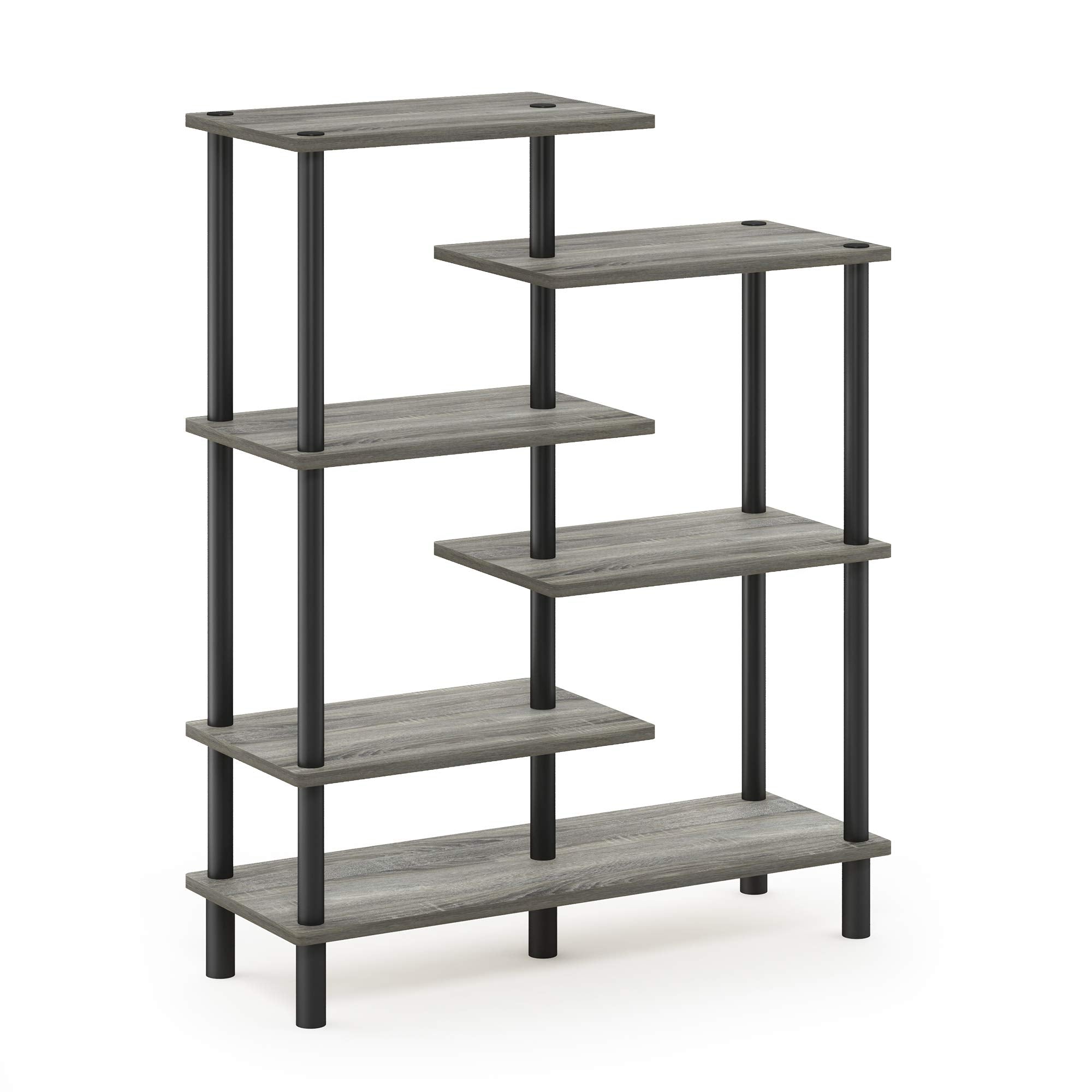 Furinno Turn-N-Tube 4-Tier Design Display Rack, Espresso/Black