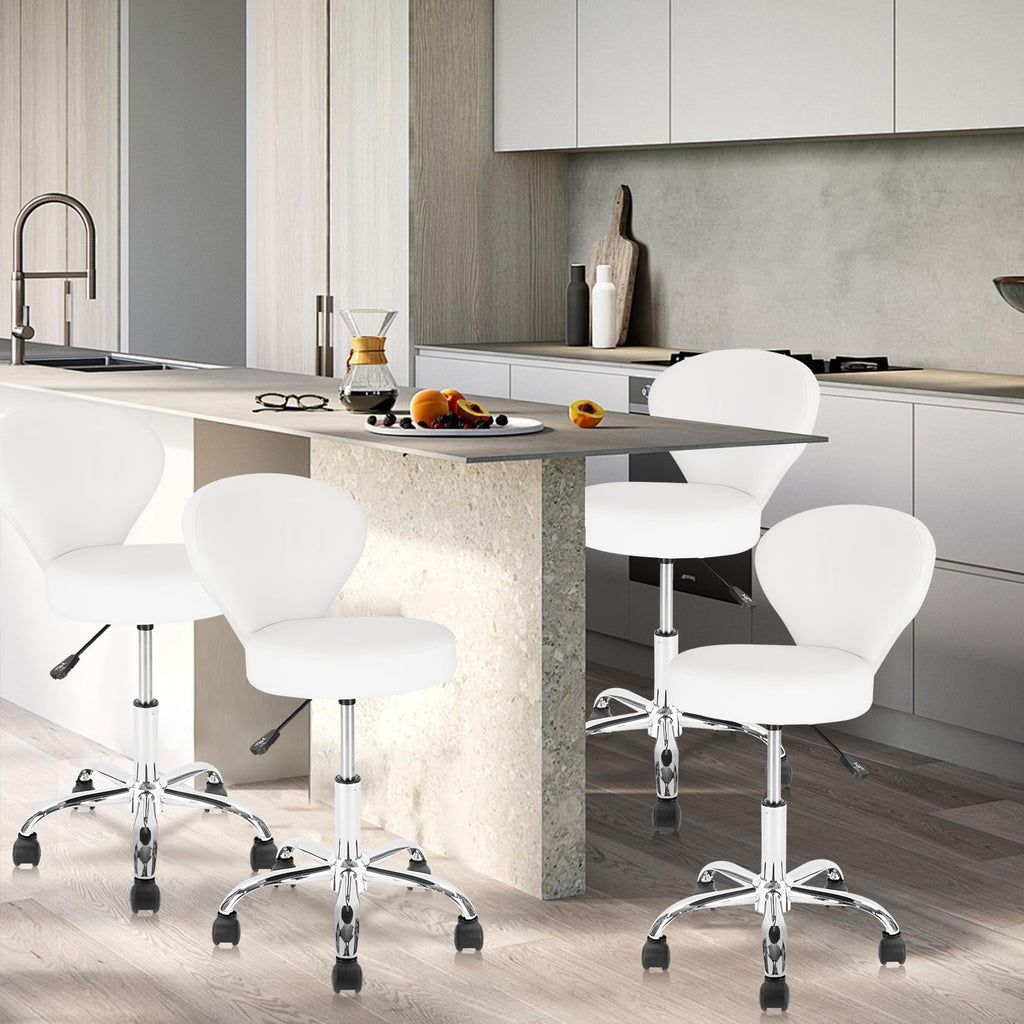 KLASIKA Leather Rolling Swivel Salon Stool Chair with Back Support Adjustable Hydraulic Seat Height 22 in for Office Massage Facial Spa Medical Drafting Tattoo Beauty Barber