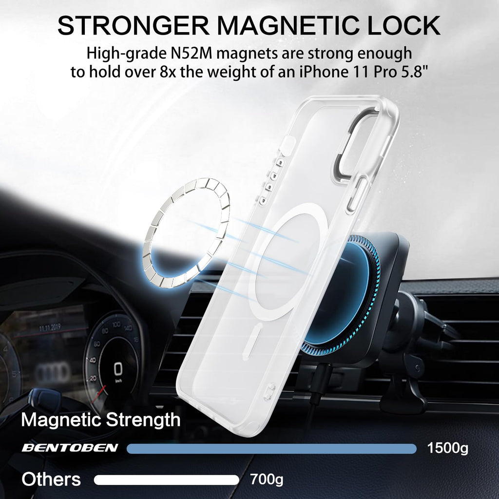 BENTOBEN for iPhone 11 Pro Case 2019 [Compatible with Magsafe] Translucent Matte Magnetic Phone Case iPhone 11 Pro 5.8" Slim Thin Shockproof Bumper Women Men Protective Cases Cover, Black