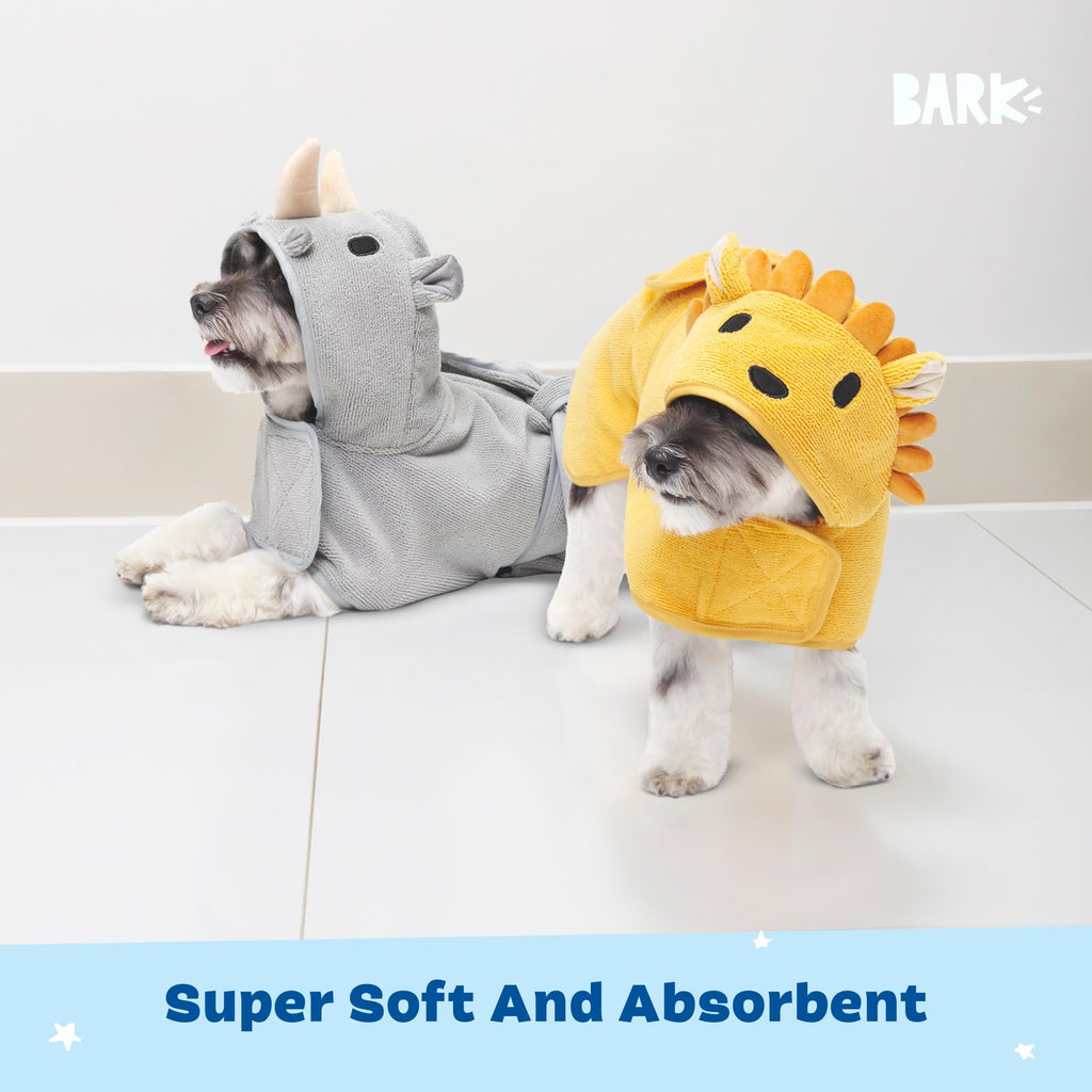 Barkbox Dog Bathrobe Fast Drying with Hook and Loop Closure & Wrap Tie Snuggle, Cute Dogs Clothes, Easy to Clean, Machine Washable, Dog Coats and Tumble Dry Low - Bunny, Medium