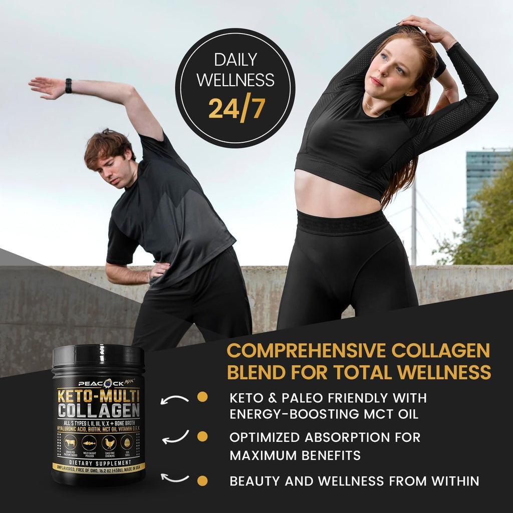 Collagen Keto Coffee Creamer Powder 12.2 oz - Hydrolyzed Collagen Peptides with Coconut MCT Oil, B12, Magnesium, Unflavored Protein Powder, Sugar Free Coffee Creamer for Smoothies & Baking