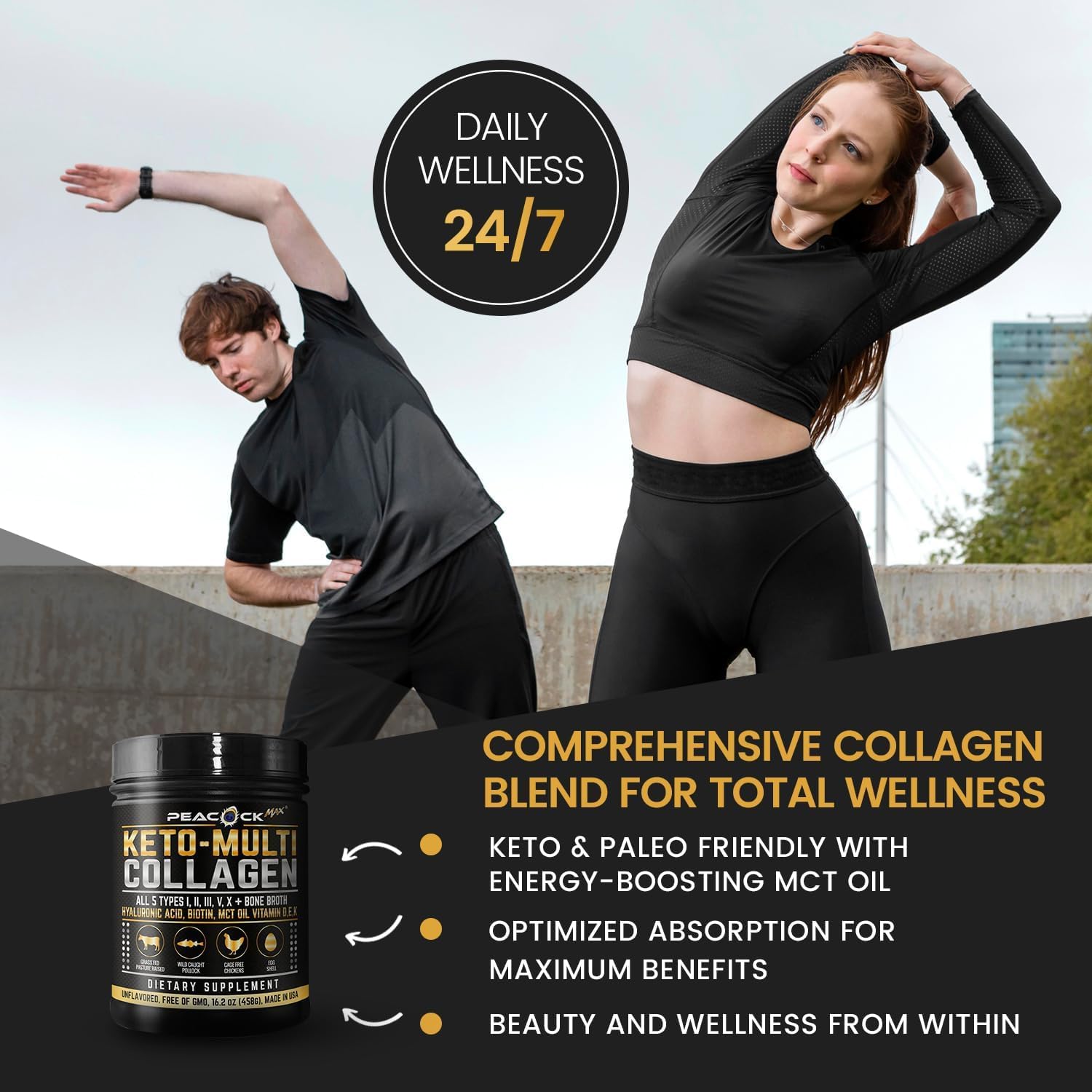 Collagen Keto Coffee Creamer Powder 12.2 oz - Hydrolyzed Collagen Peptides with Coconut MCT Oil, B12, Magnesium, Unflavored Protein Powder, Sugar Free Coffee Creamer for Smoothies & Baking