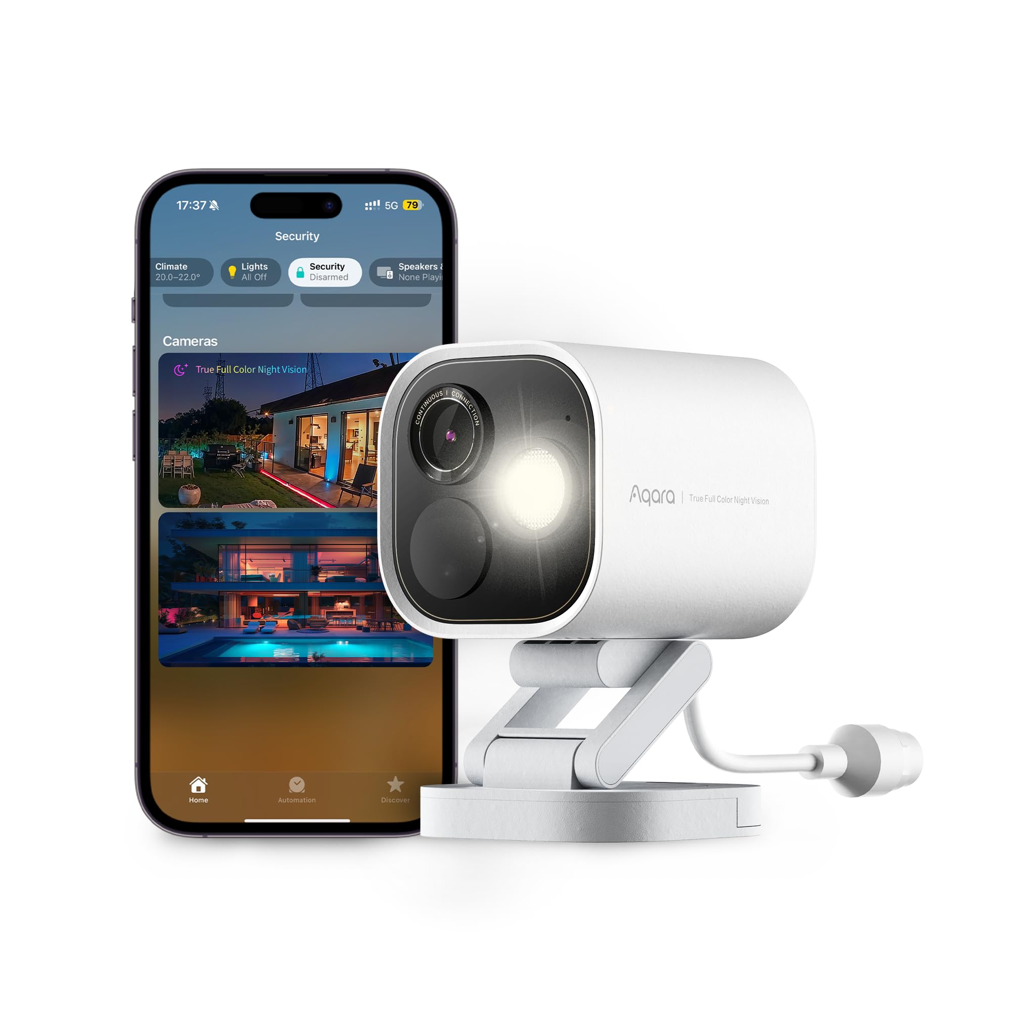 Aqara 4MP Camera Hub G5 Pro PoE, True Color Night Vision Security Camera Outdoor, HomeKit Secure Video, Thread Border Router, Local Detection, Thread/Zigbee, Supports Alexa, Google, Smartthings, Gray