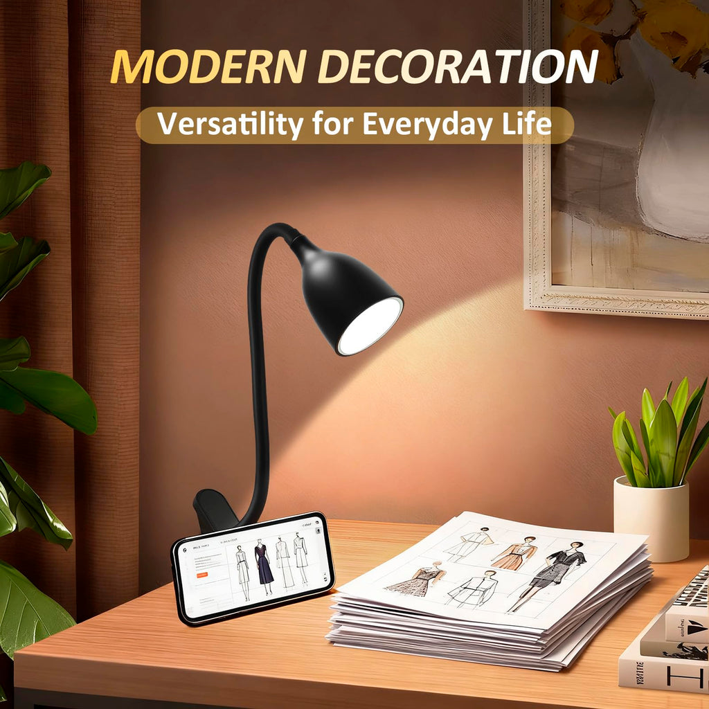 EJIAXIN Gooseneck Desk Lamp 360° LED Flexible Reading Light Small Desk Lamps for Small Spaces Home Office Bedroom College Dorm Desk Bookshelf Nightstand Table Lamp (Purple)