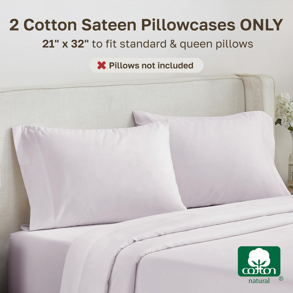 CALIFORNIA DESIGN DEN Soft & Silky 500 Thread Count 100% Cotton is Cool & Smooth, White Pillowcases Queen Size Fits Standard & Queen Pillows (Pure White)