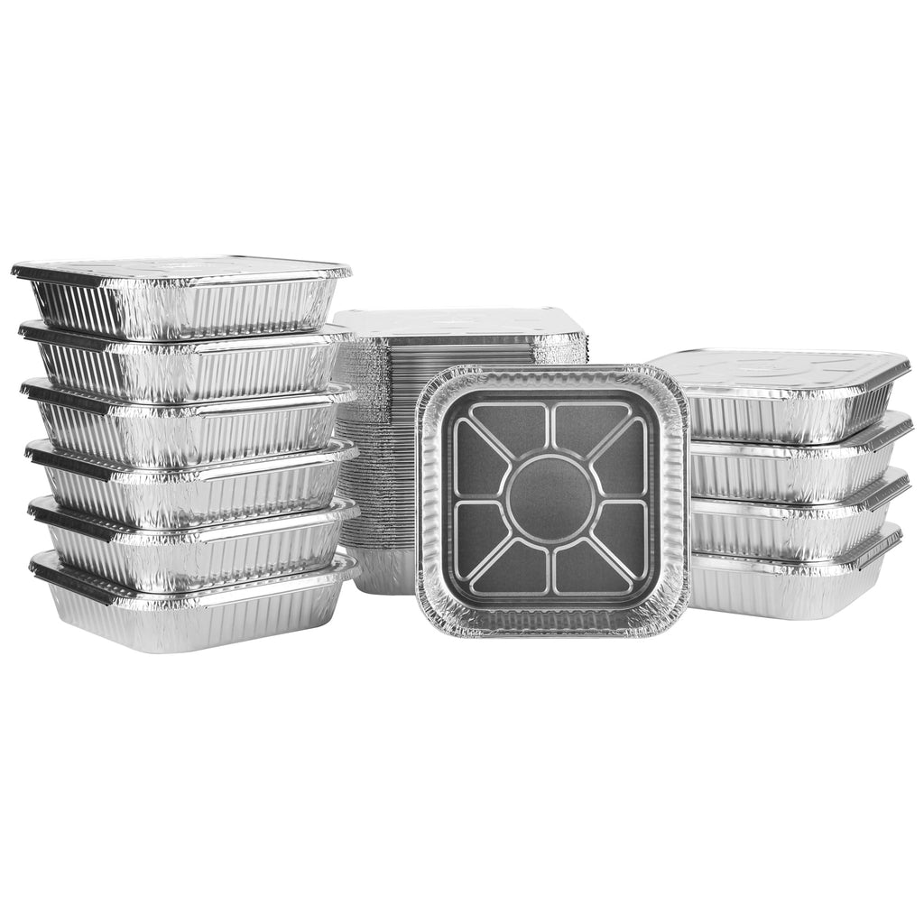 8x8 Aluminum Pans With Lids (10 Pack) 8 Inch Foil Pans With Covers - Cake Pans - Aluminum Square Pans With Lids - Disposable Food container - great For Cake Baking, Cooking, Freezing, Prepping Food