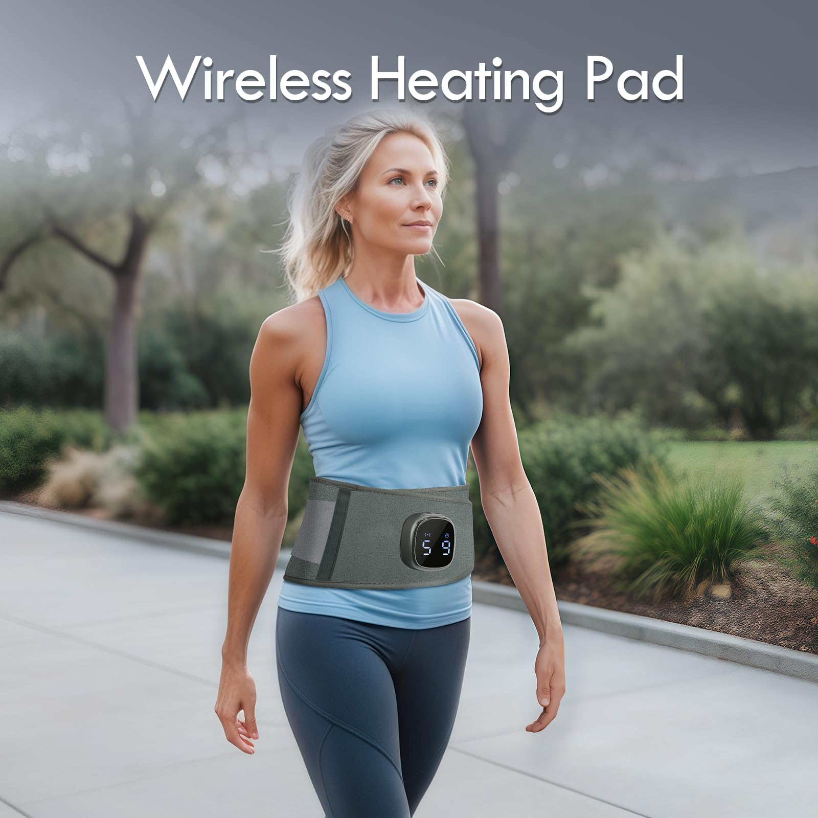 Comfytemp Cordless Portable Heating Pad with Massager for Lower Back Soothing, FSA Eligible HSA 9 Heat 5 Vibration 3 Intensity, Rechargeable Wireless Heated Waist Belt App Control, Gifts for Mom Dad