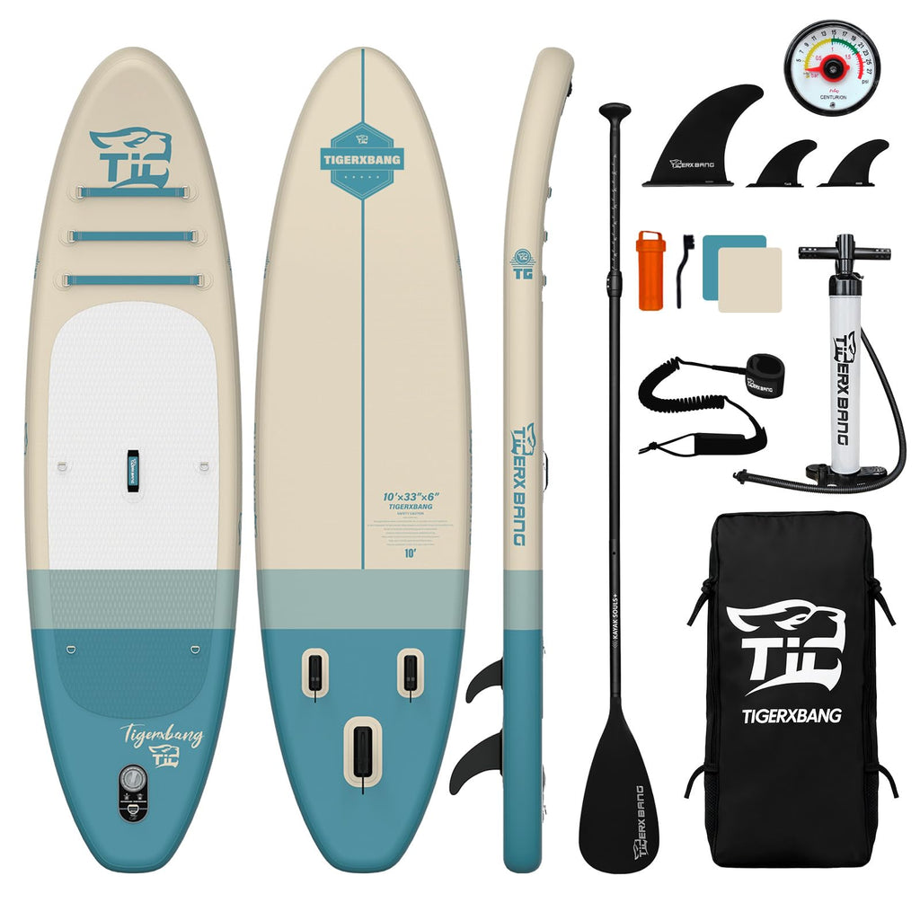TIGERXBANG 11'6"/11'/10' Inflatable Paddle Board with Complete Accessories, Versatile Premium Paddle Boards for Adults/Youth, Stand Up Paddle Board Polar/Wave/Sunny Wave Collection