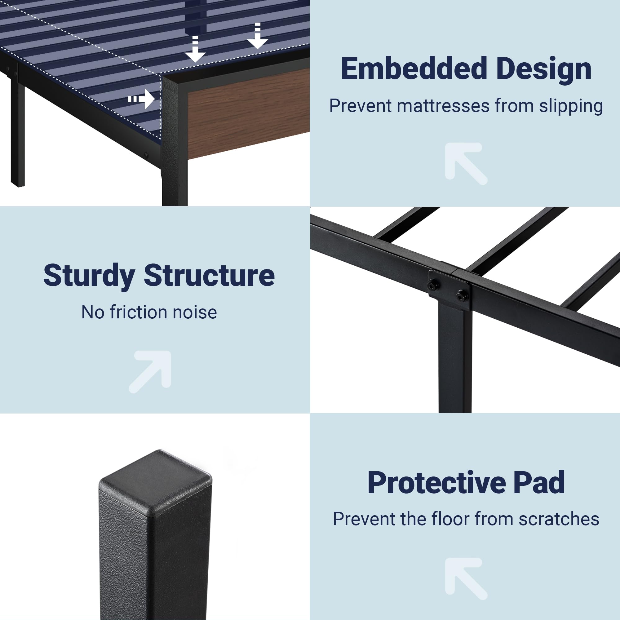 Allewie Twin Size Platform Bed Frame with Wooden Headboard and Footboard, Heavy Duty Metal Slats Support, No Box Spring Needed, Under-Bed Storage, Noise Free, Easy Assembly, Black Oak