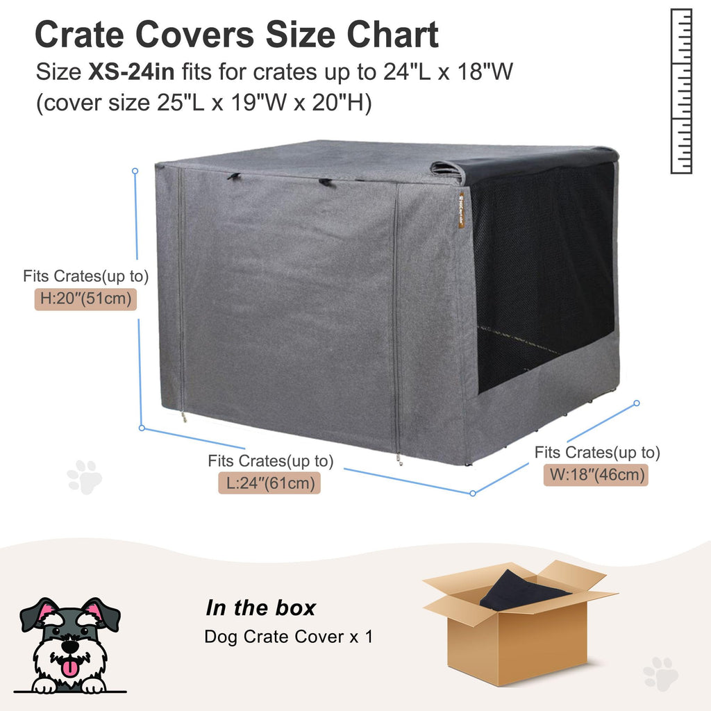 HiCaptain Dog Crate Cover 24.0" L x 18.0" W x 20.0" H with Breathable Mesh, Durable Heavy Duty Kennel Cover, Dual Zippered Panels, Windproof Waterproof UV-Resistant(Beige)