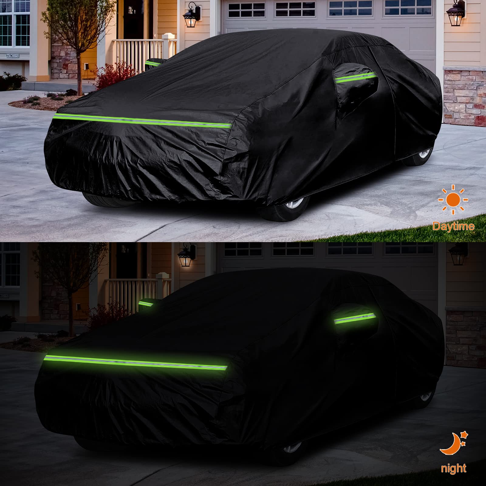 Waterproof Car Cover Replace for 1964-1978 Ford Mustang, 6 Layers All Weather Custom-Fit Mustang Full Car Covers with Zipper Door for Snow Rain Dust Hail Protection (1964-1978)