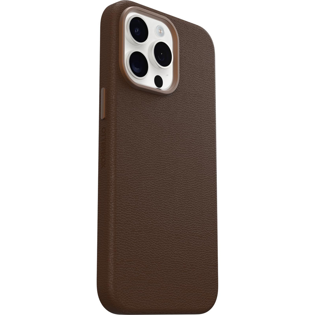 OtterBox iPhone 15 Symmetry Series Cactus Leather for MagSafe - Noir ASH (Black), Slim, Premium, Protective iPhone Case
