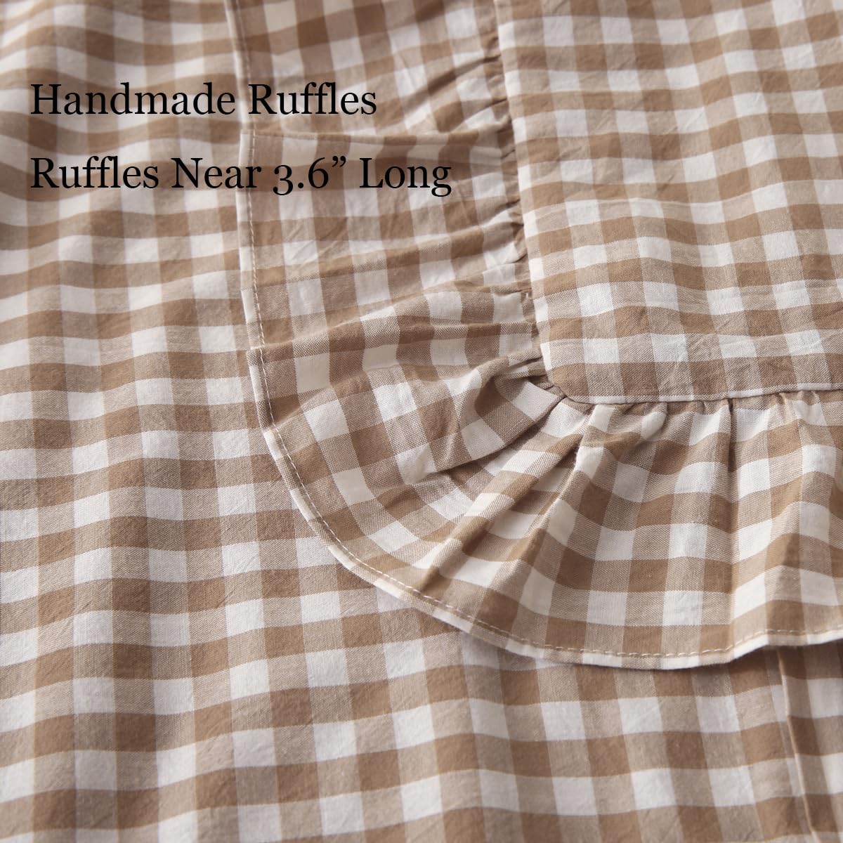 Silnuo Green/White Plaid Ruffled Queen Size Pillow Shams Set of 2,Washed Cotton Shabby Checkered Gingham Farmhouse Bed Pillow Covers 20"x30"