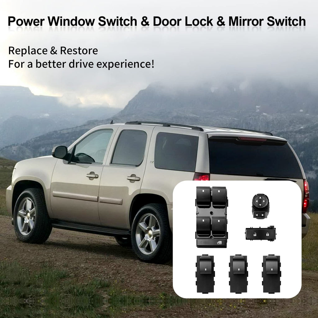 Power Window Switch Passenger Front Right, Rear Left or Right | Window Buttons | Fits GMC Acadia, Sierra, Chevy Silverado, Tahoe & More Year Model 2006-2015 | #22895545, 15888174