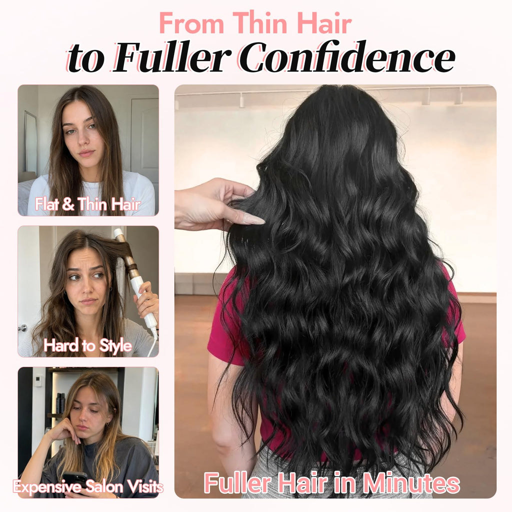 KooKaStyle Clip in Synthetic Hair Extensions Long Wavy 4PCS Thick Hairpieces Balayage Chocolate Brown to Caramel Blonde 10H26 Fiber Double Weft Natural Hair Extensions 16 Inch for Women
