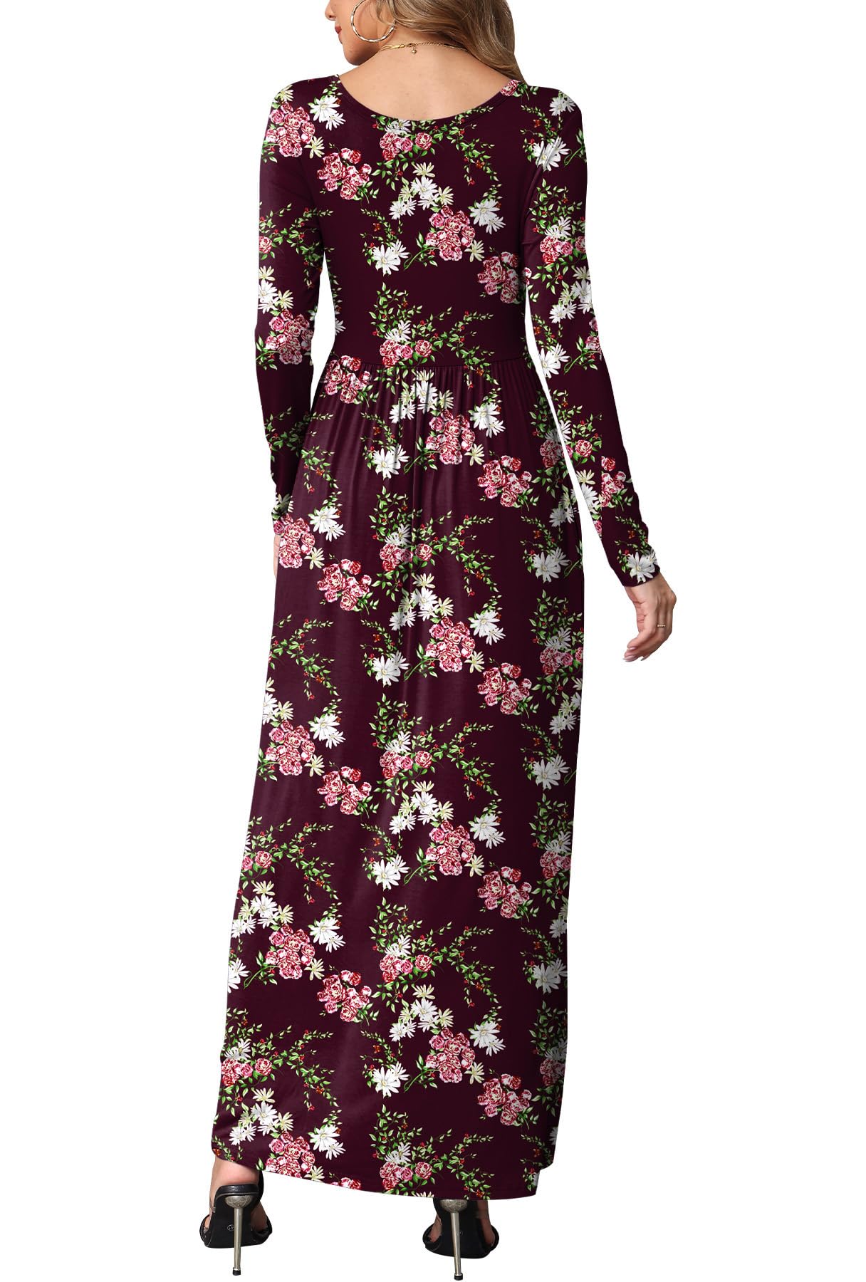 EUOVMY Women's Long Sleeve Loose Maxi Dresses Casual Long Dresses with Pockets