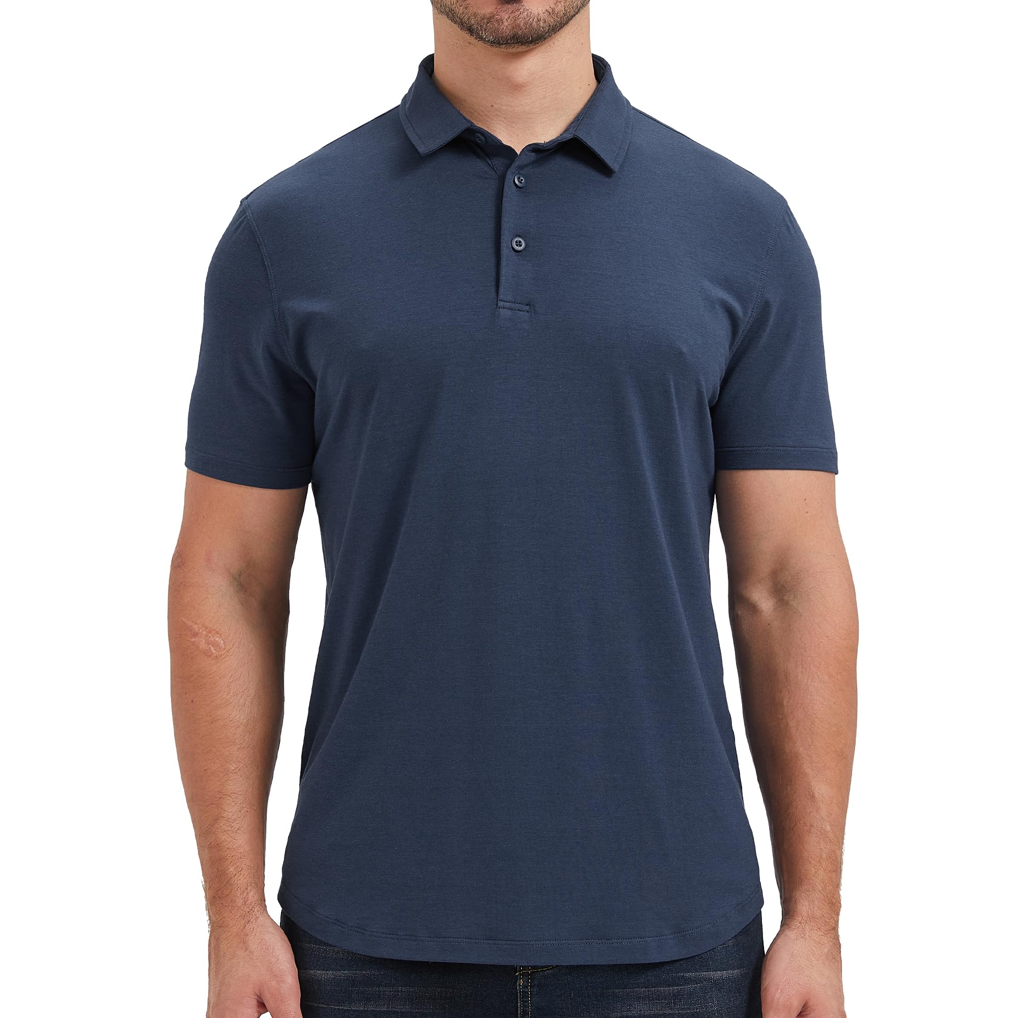 netdraw Mens Lightweight Bamboo Viscose Polo Ultra Soft Curved Hem UPF 50+ Casual Collared Golf Shirt