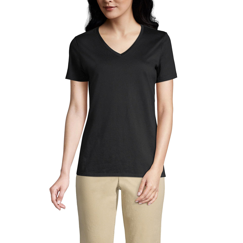 Lands' End Women's Relaxed American-Grown Supima Cotton V-Neck T-Shirt