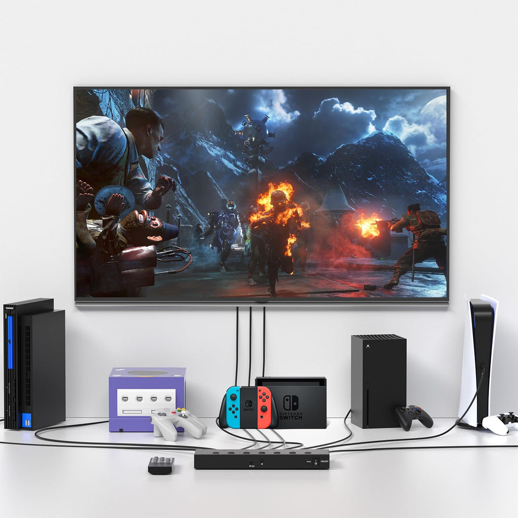 HDMI 2.1 Bi-Directional Switch Ultra HD 8K HDMI Switcher 2 in 1 Out/ 1 in 2 Out HDMI Switch Supports 8K@60Hz/ 4K@120Hz 48Gbps Compatible with Switch/Switch OLED PS5/4 Xbox Roku Apple TV Fire TV Stick