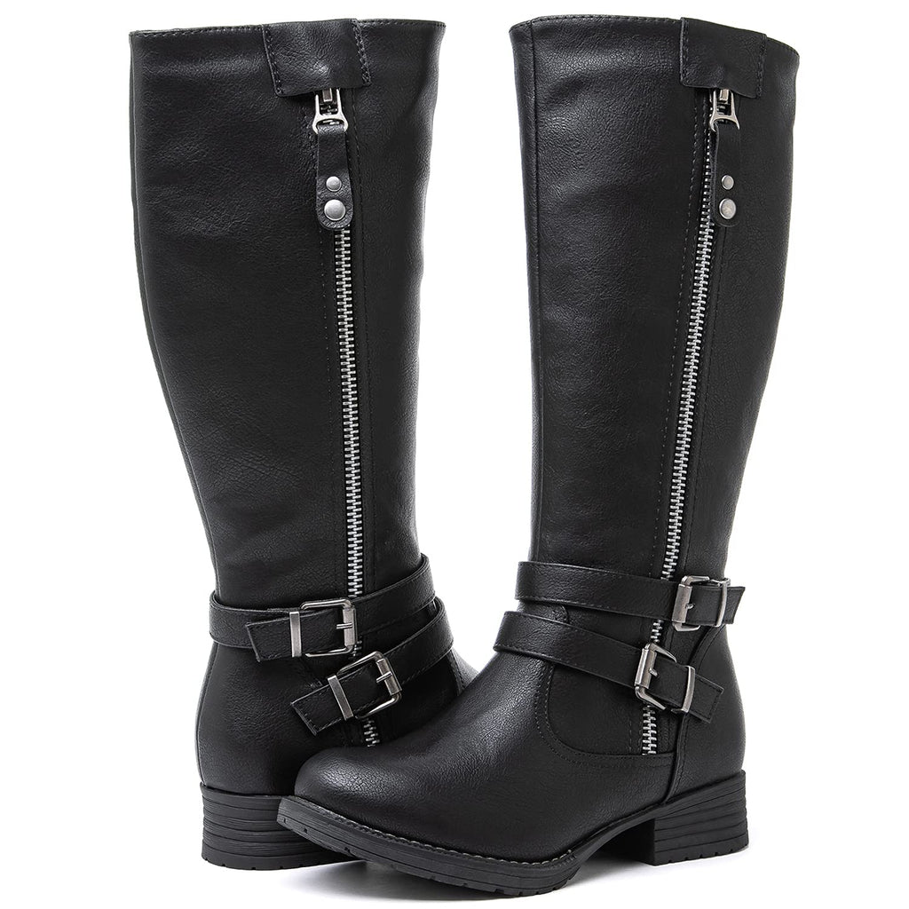GLOBALWIN Women's Knee High Boots Fashion Comfortable Riding Boots For Women Low Heel
