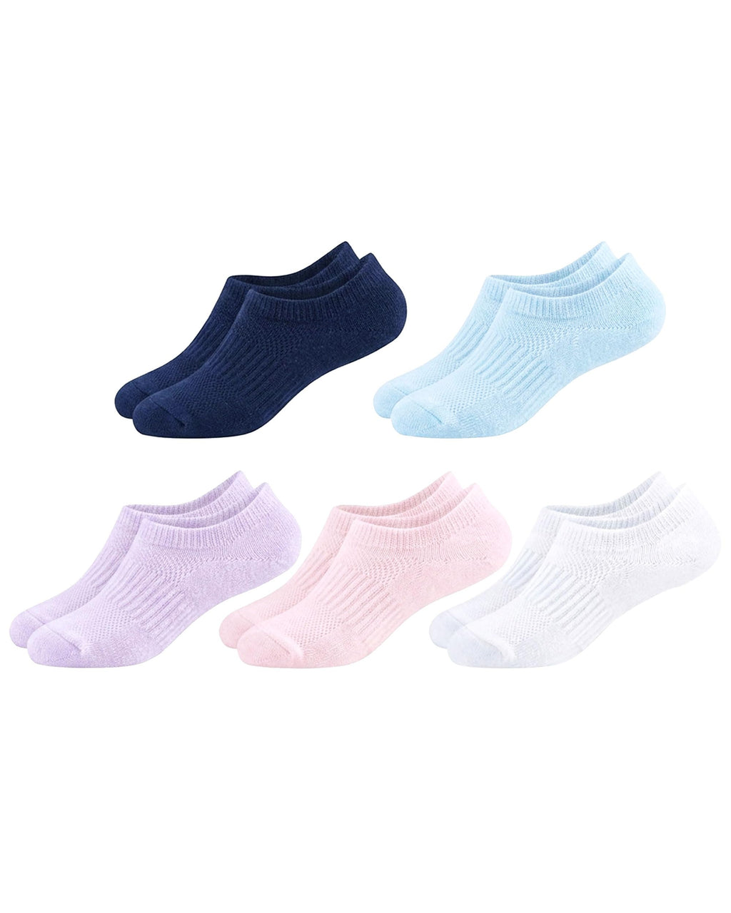 No Show Cotton Socks for Girls and Boys - Low Cut, Breathable, Non-Slip Short Socks for Kids - 5/10 Pairs