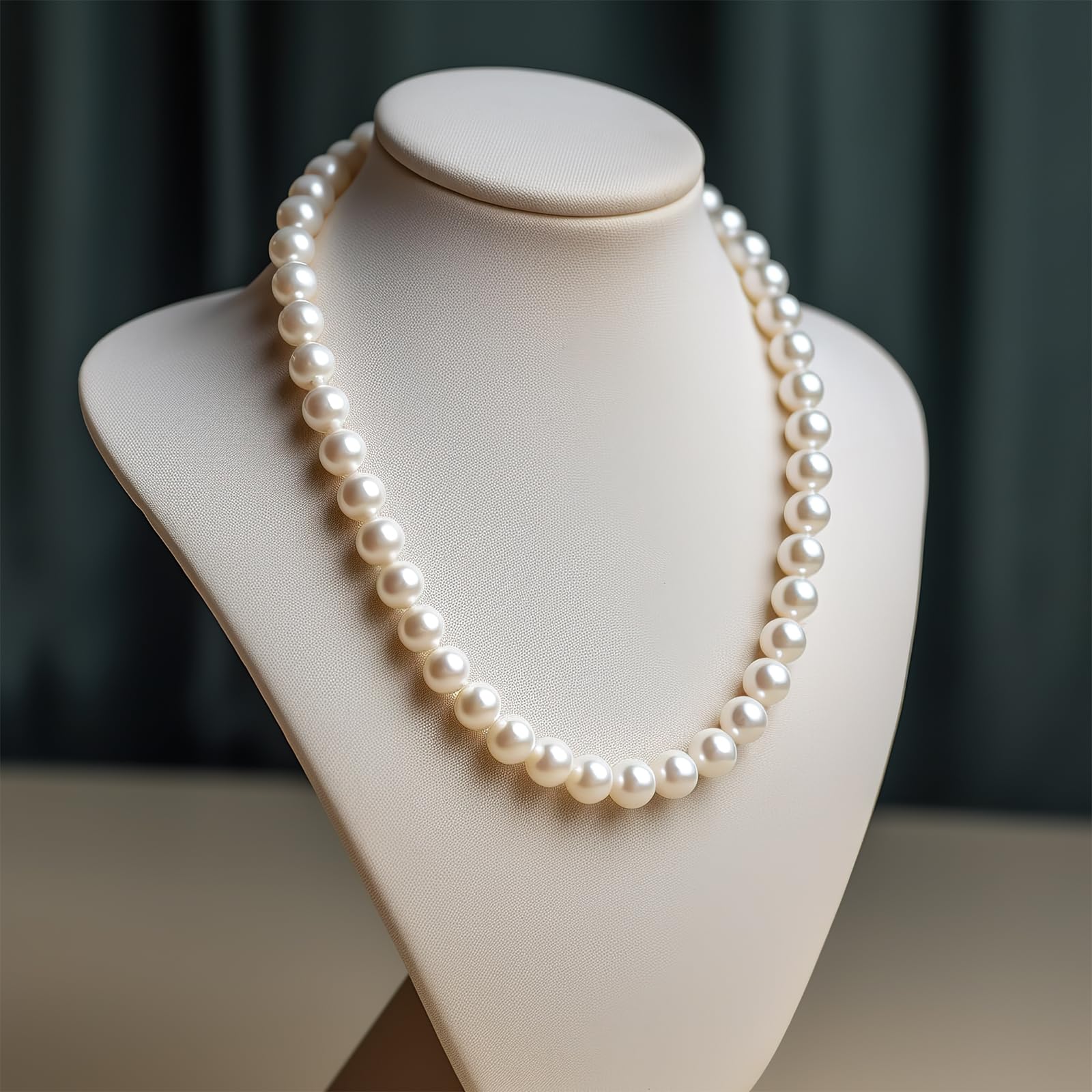 AOOVOO Pearl Necklace Set for Women, 8mm Round Shell Pearl Includes Stunning Bracelet and Dangle Earrings 3 Piece Jewelry, Birthday Christmas Gift for Mom Wife Sister Best Friend, Gift Box