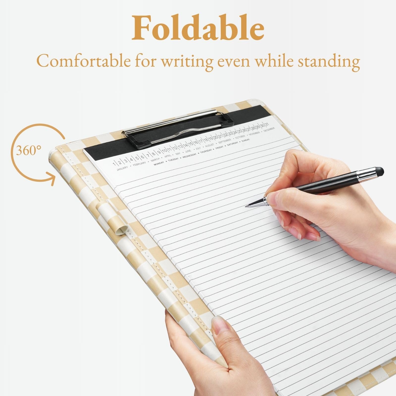 Padfolio Portfolio Resume Folder with Pocket, Premium Faux Leather Interview Writing Legal Pads Document Organizer Portfolio with Business Card Holder (Black)