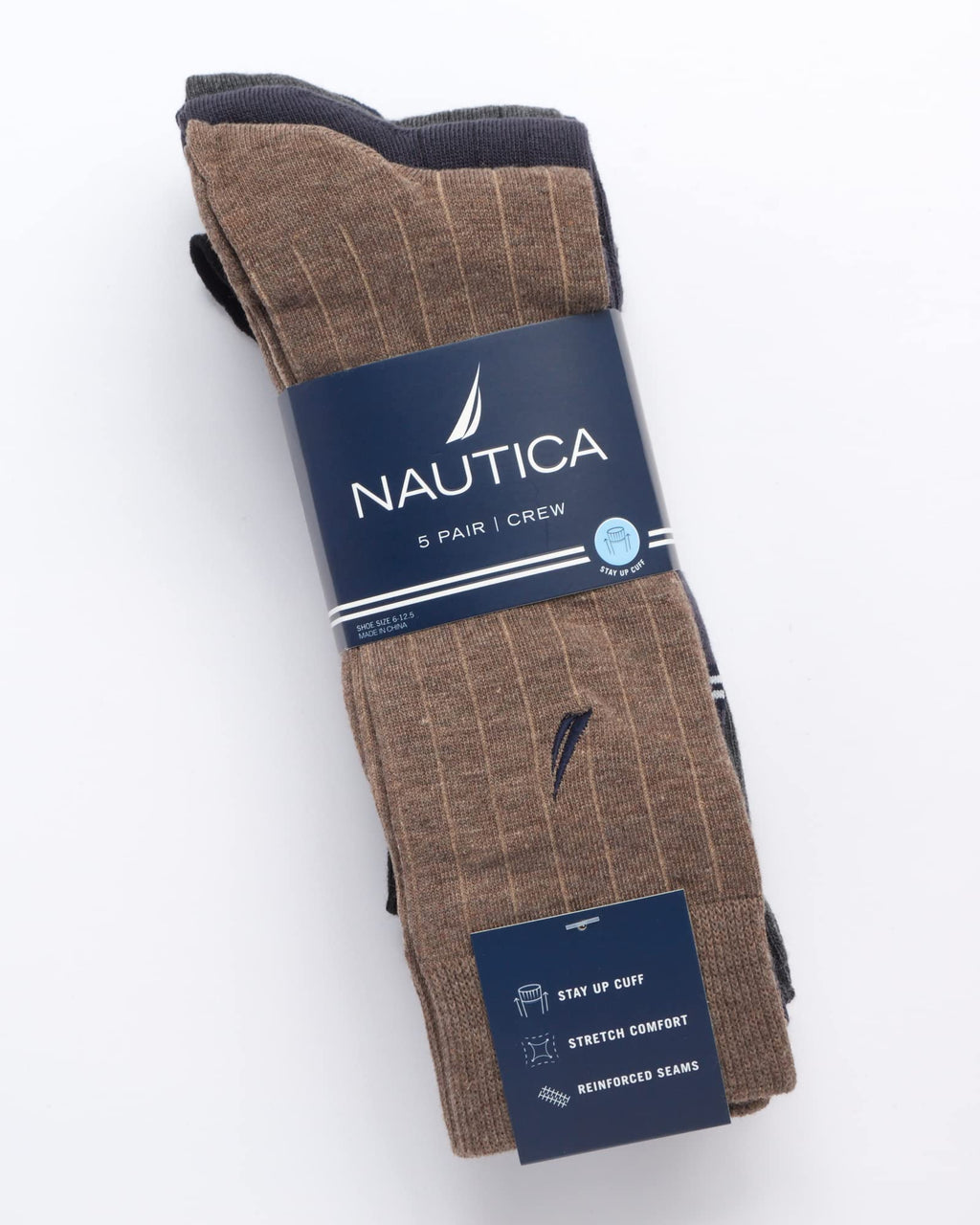 Nautica Mens Dress Socks - 5 Pack Breathable Comfort Stretch Crew-Length Work Socks for Men for Business Formal Wear (6-12.5)