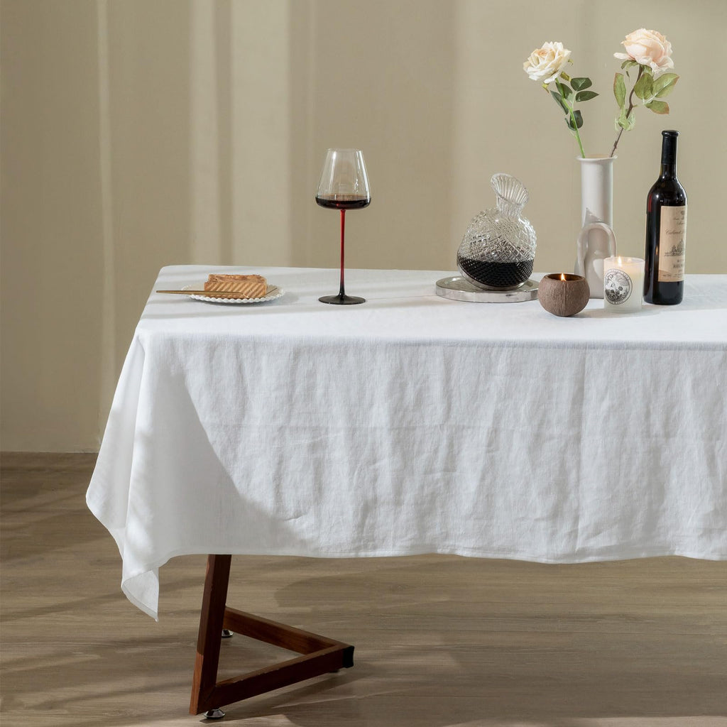 Talasily Linen Tablecloth 100% Pure Linen Table Cloth 60x84 Inches Rectangle Tablecloths Washable Cloths for Kitchen, Dining, Buffet Parties, Holidays, Picnic, Weddings and Restaurants-Caramel