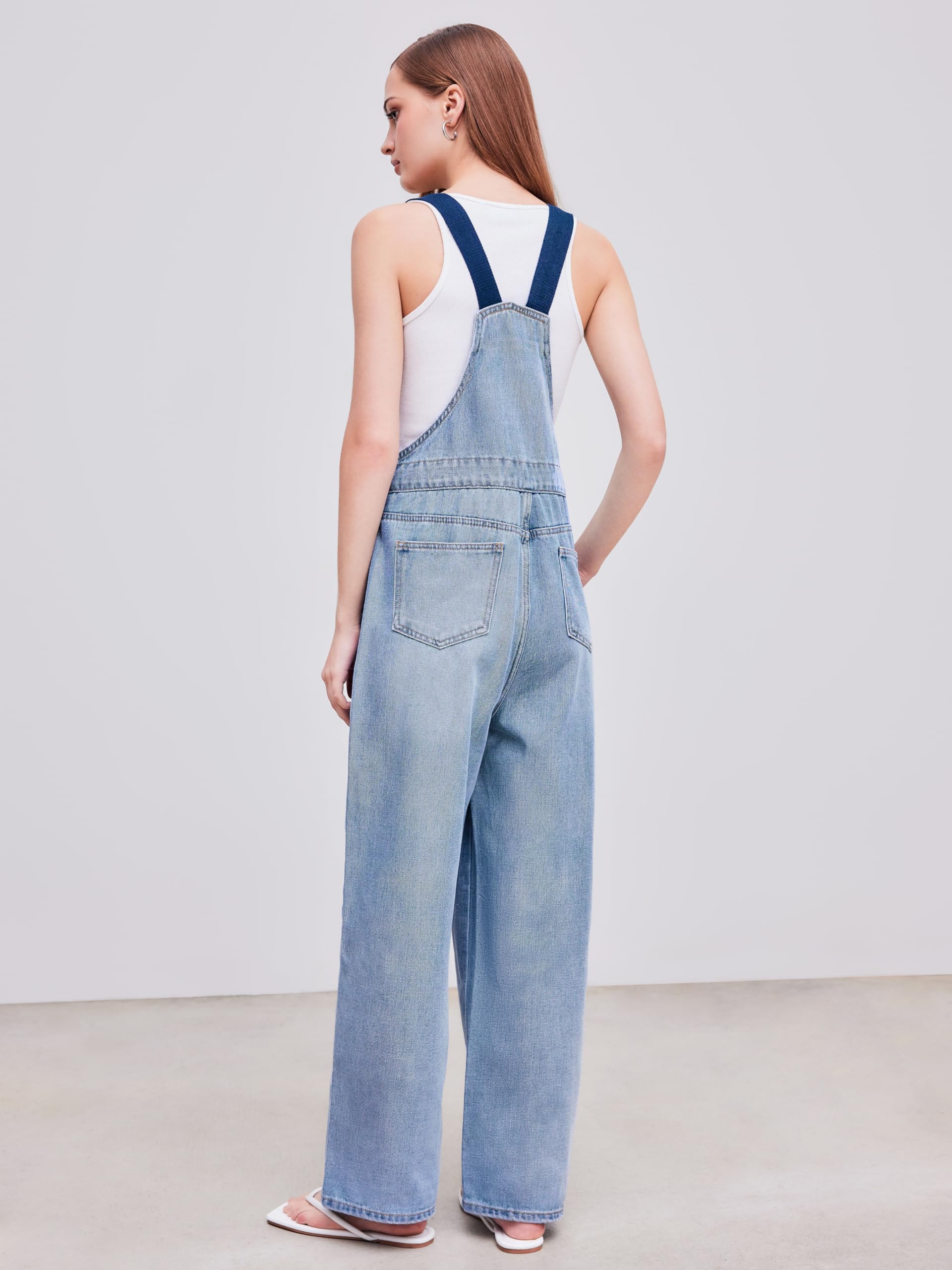 CIDER Overalls for Women Leopard Pocket Buckle Up Wide Leg Jumpsuit