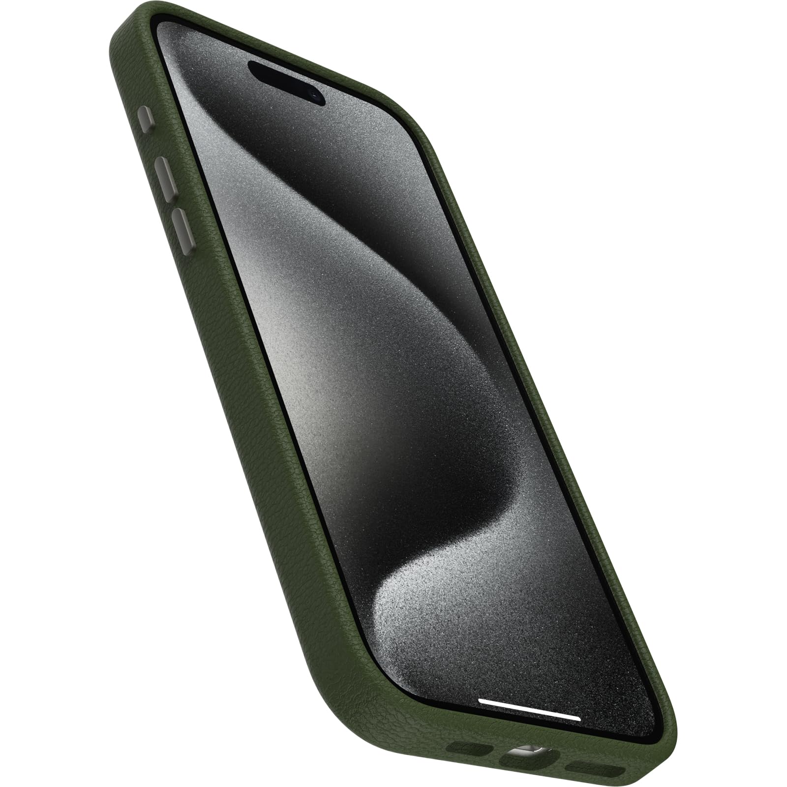 OtterBox iPhone 15 Symmetry Series Cactus Leather for MagSafe - Noir ASH (Black), Slim, Premium, Protective iPhone Case