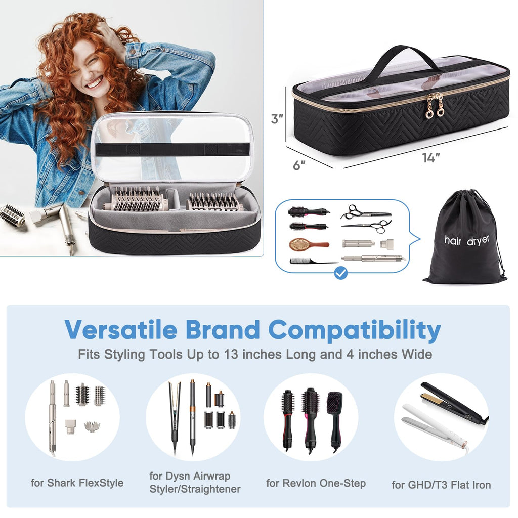 Large Hair Tools Travel Bag with Iron Mat - 2in1 Hair Tools Organizer for Hair Dryer Brush, Flat Irons, Straighteners, Curling Irons, Hair Bag, Makeup Bag, Cosmetic Bag for Travel Essentials