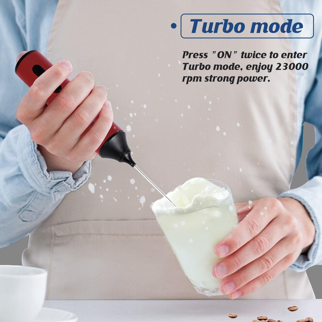 FoodVille MF05 Rechargeable Milk Frother USB Charging Handheld Foam Maker with Stainless Balloon Whisk for Cappuccino, Latte, Bulletproof Coffee, Keto Diet, Protein Powder, Matcha (Black)