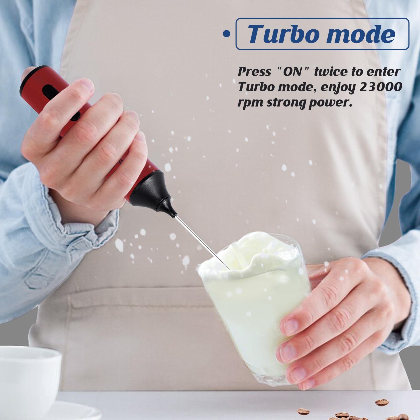 FoodVille MF05 Rechargeable Milk Frother USB Charging Handheld Foam Maker with Stainless Balloon Whisk for Cappuccino, Latte, Bulletproof Coffee, Keto Diet, Protein Powder, Matcha (Black)