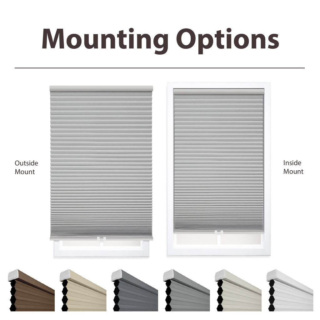 DEZ FURNISHINGS Cordless 1.5" Blackout Cellular Shade, Energy Saver, 18" W x 48" H, Anchor Gray