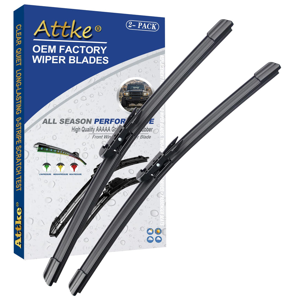 ATTKE OEM Quality Front Windscreen Wiper Blades for Jeep Wrangler 1997-2006/Porsche 911 1978-1994/Suzuki Samurai 1986-1995 (13″+13″ Front Windshield Wiper Blade Set)