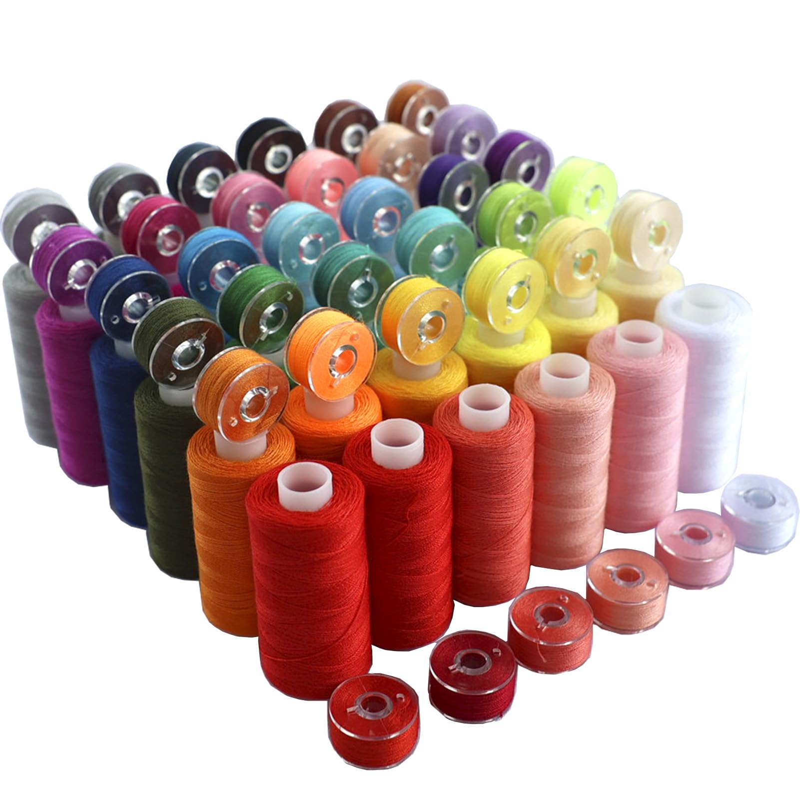 72 PCS Sewing Thread Assortment, 36 Color Thread for Sewing Machine with 36 Same Color Bobbins, Polyester Thread 400 Yards/Spool (72)