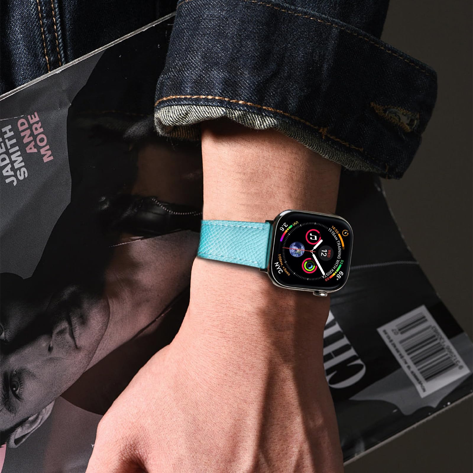 Designer Leather Band Compatible with Apple Watch 49mm46mm45mm44mm42mm41mm 40mm38mm for Women,Magnetic Buckle Replacement Strap for iWatch Ultra 3/2 /1 SE 3/2/1 Series 11/10/9/8/7/6/5/4/3/2/1