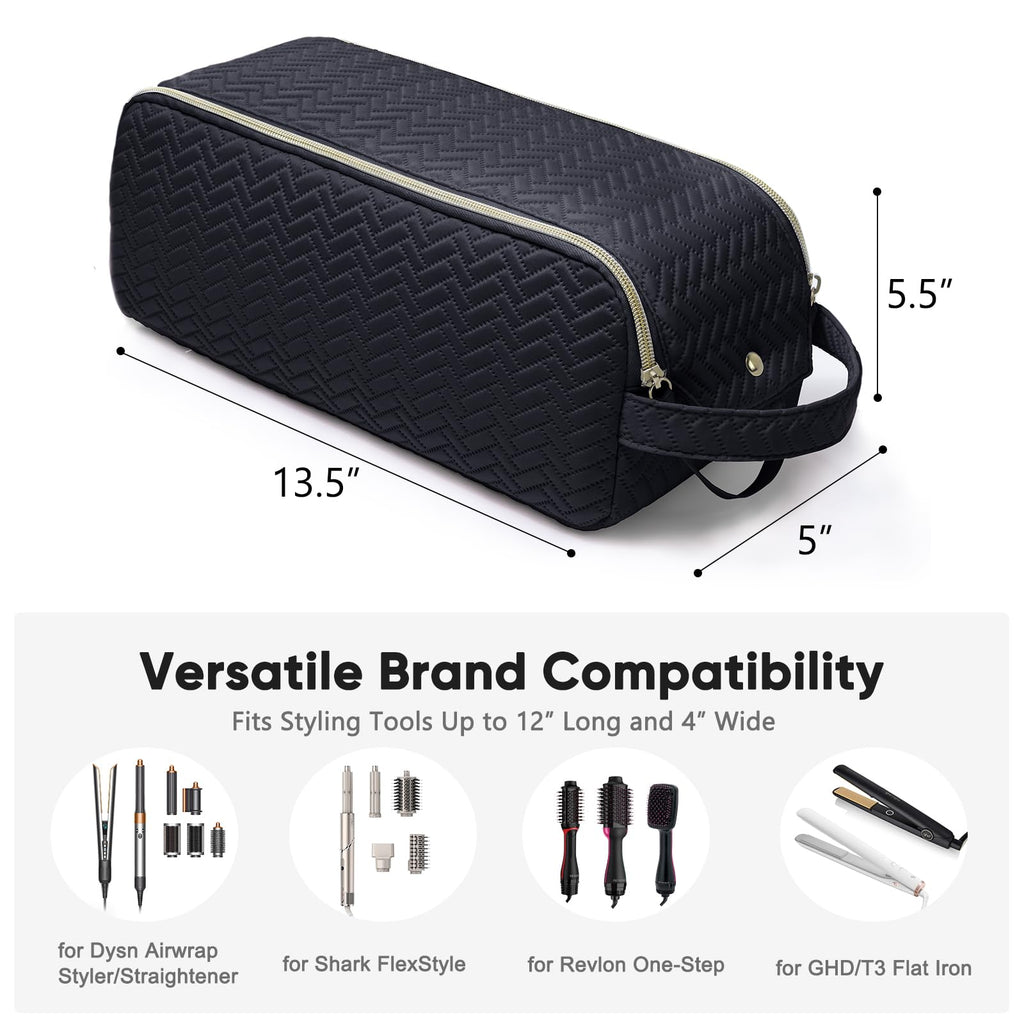Large Hair Tools Travel Bag with Iron Mat - 2in1 Hair Tools Organizer for Hair Dryer Brush, Flat Irons, Straighteners, Curling Irons, Hair Bag, Makeup Bag, Cosmetic Bag for Travel Essentials