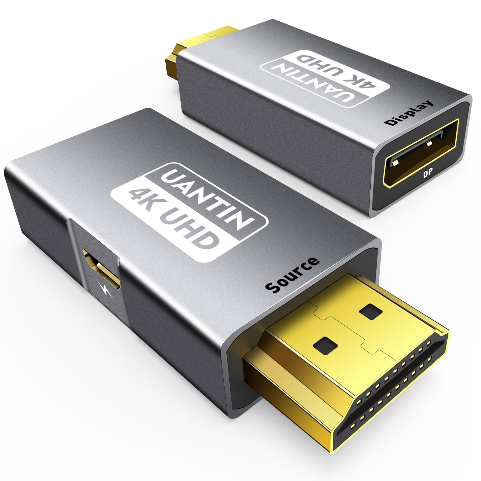 UANTIN HDMI to DisplayPort Adapter (4K 60Hz,1080p 120Hz) Uni-Directional Only, HDMI (Source) to DP (Display) Converter Male to Female for Laptop,AMD,NVIDIA,PS5,Xbox and More - 1 Pack