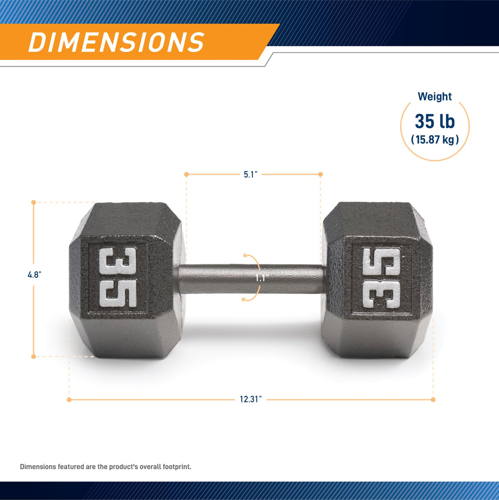 Marcy Cast Iron Hex Dumbbells Collection - Available size from 3-lb to 100-lb, SOLD INDIVIDUALLY