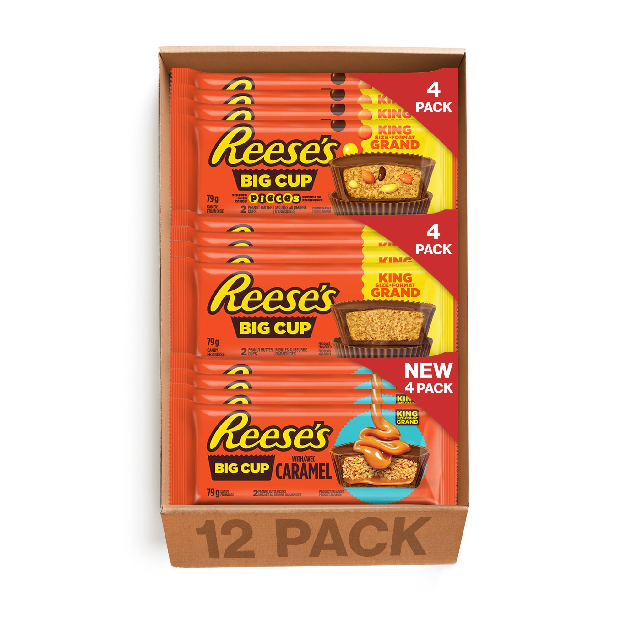 Reese's Lovers Gift Box, Assorted Chocolate Peanut Butter Bars, 535g (8 Assorted Bars) – Perfect for Gifting & Sharing with Chocolate Lovers, Celebrate your Peanut Buttery Faves