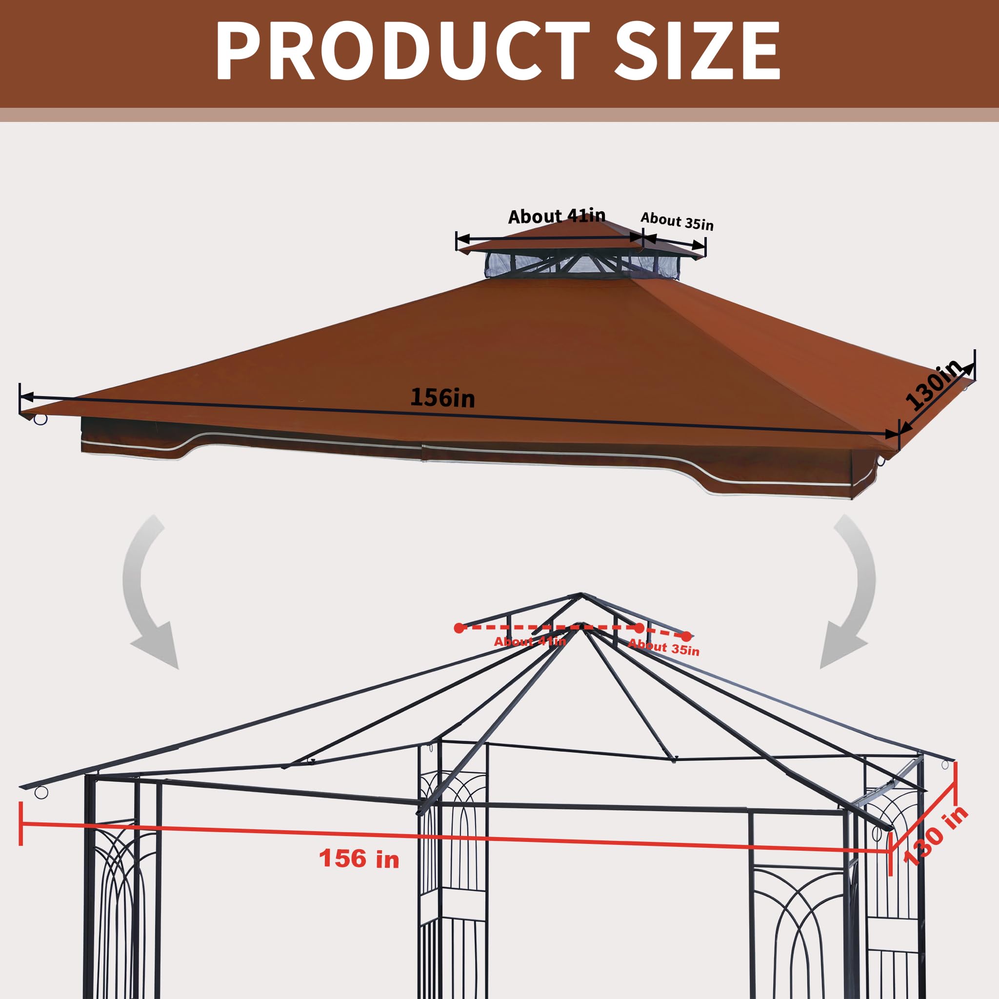 SCOCANOPY Replacement Gazebo Canopy Compatible with 10 x 12 Regency II Patio Gazebo Model L-GZ798PST,A101004104,A101004105,(Forest Green)