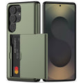 Nvollnoe for Samsung Galaxy S25 Case with Card Holder Dual Layer Heavy Duty Protective Case Hidden Card Slot Slim Wallet Cover for Samsung S25 6.2''(Black)