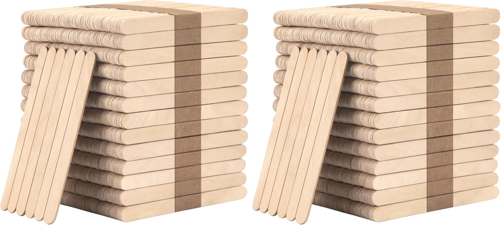 WISYOK 240 Pcs Natural Wood Craft Sticks, Popsicle Sticks, Lolly Sticks for Crafts 4.5 Inch, Ideal for Homeschool Arts and Crafts, Waxing Supplies, Classroom Art Supplies