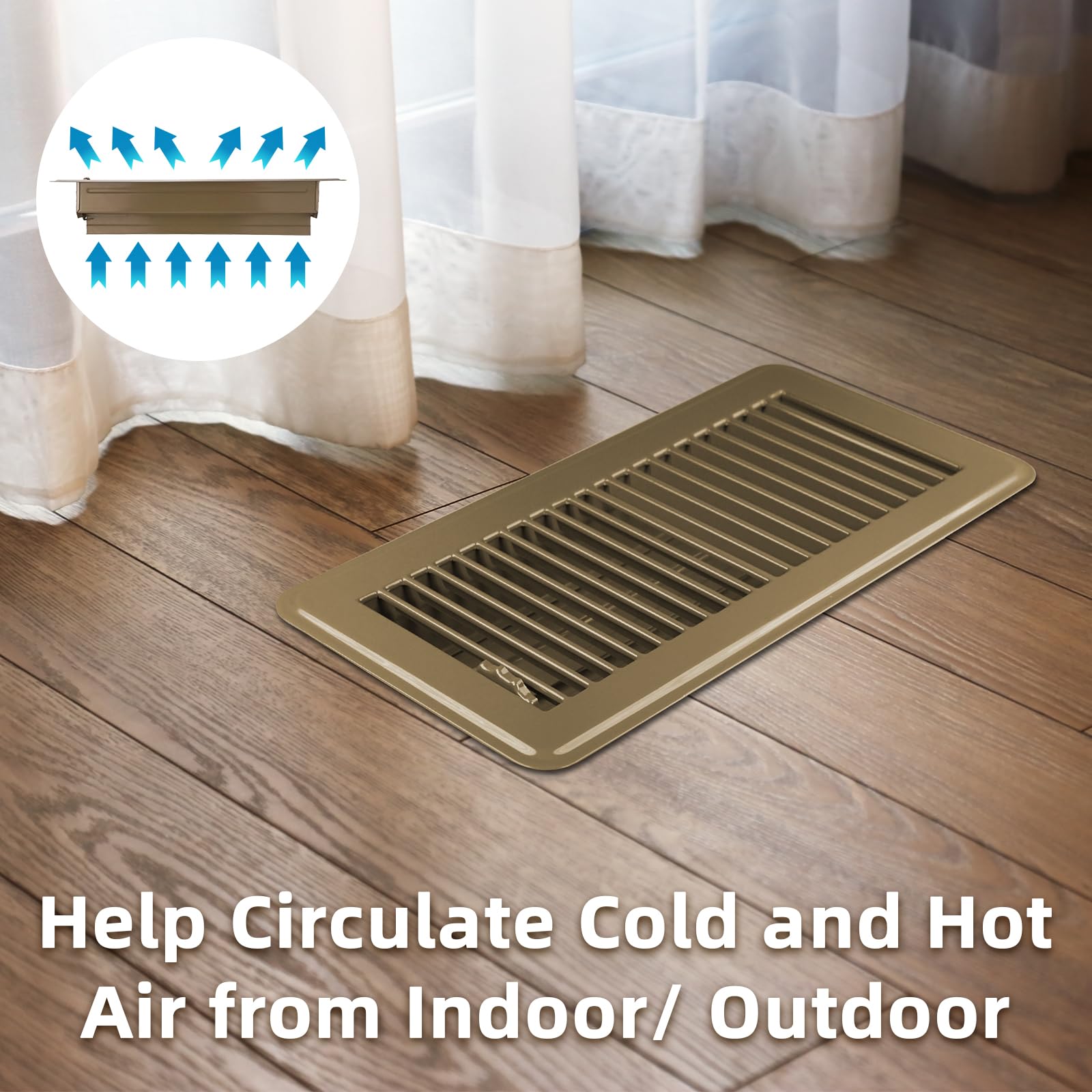 Floor Register 2x12 Inch Brown, Floor Vent Covers for Home Floor, Sidewall, Design with Adjustable Air Supply Lever Air Vent Deflectors, 2 Pack