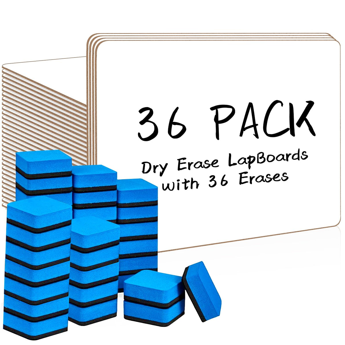 Dry Erase LapBoards, PANDRI 6 Pack Double Sided 12.5 x 9 Inch Whiteboards with 6 Erasers, Dry Erase Boards for Office Students Classroom Teacher Supplies