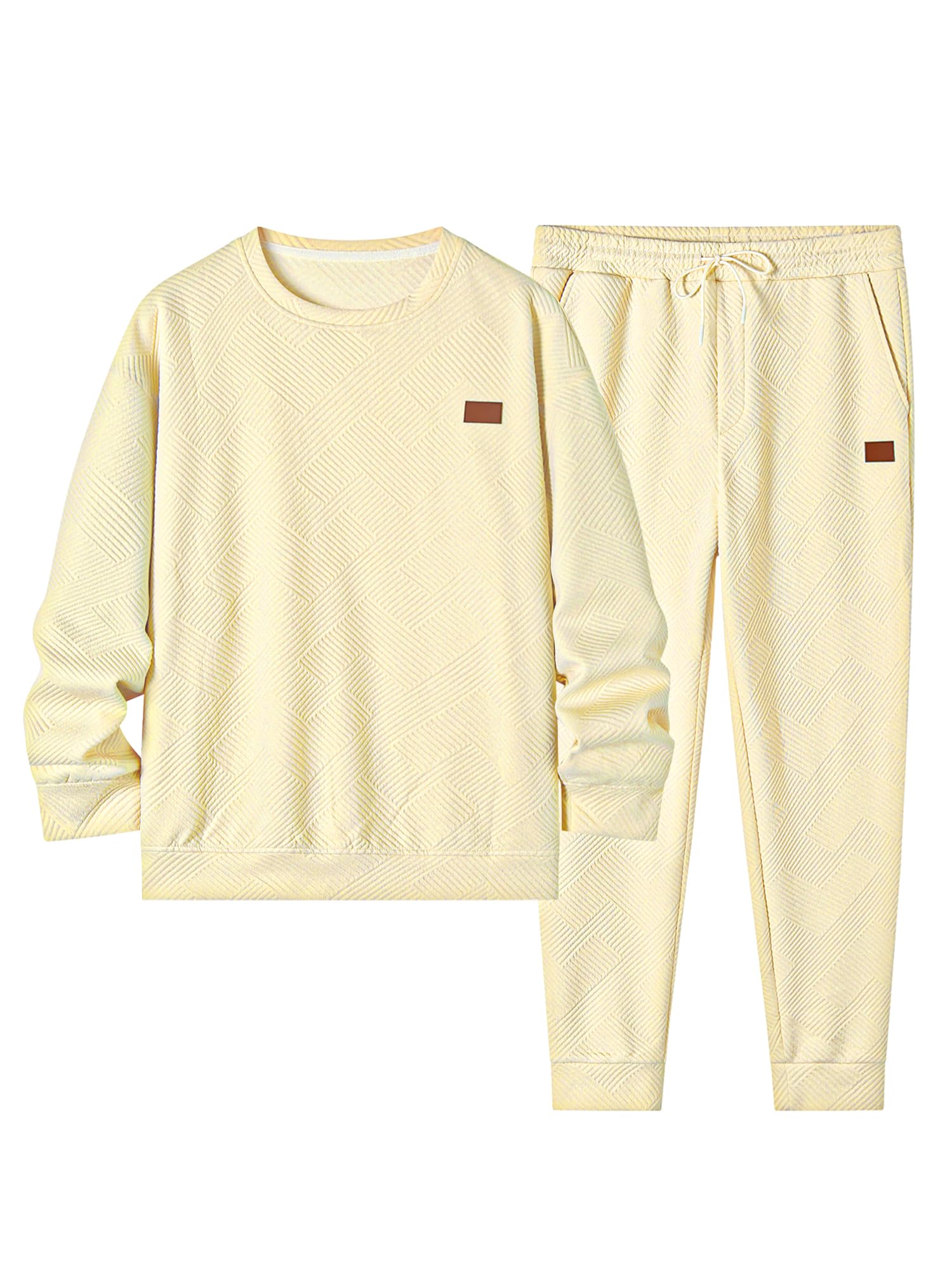 JMIERR Men's 2 Piece Outfits Knit Jacquard Pullover Sweatshirt Tracksuit & Joggers Sweatpants Sweatsuit Sets with Pockets
