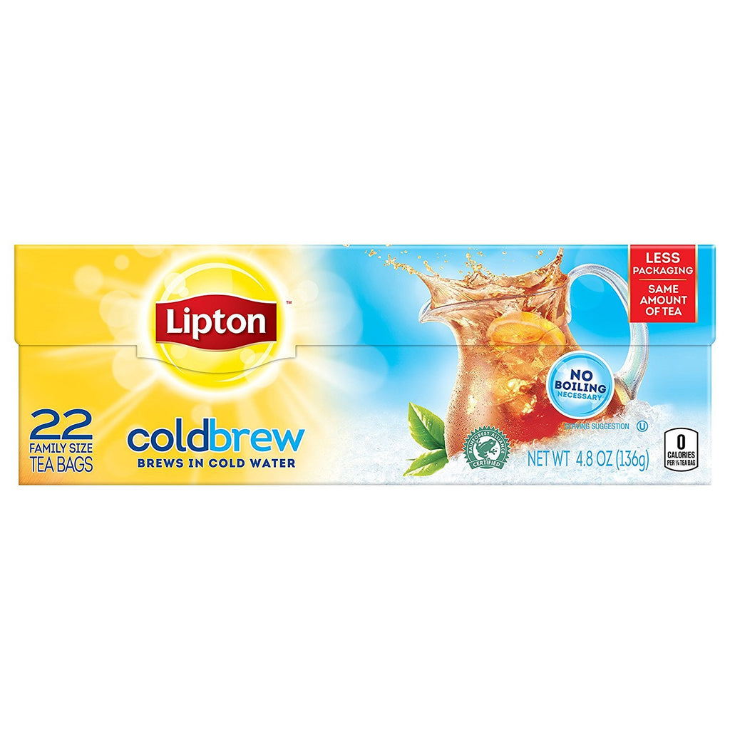 Lipton Cold Brew Iced Tea Bags, Family Size Zero Calories, Easy-To-Make with no boiling needed, 132 Total Tea Bags (22ct - Pack of 6)